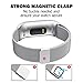 POY Metal Replacement Bands Compatible for Fitbit Charge 3 Charge 3 SE Fitness Activity Tracker, Milanese Loop Stainless Steel Bracelet Strap Unique Magnet Lock Women Men, Large Silver