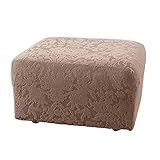 SureFit Stretch Jacquard Damask - Ottoman Slipcover - Mushroom