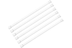 AIZESI 6PCS Tension Curtain Rod 28 to 48 Inch White No Drilling Adjustable Spring Curtain Rods for Window, Doorway, Closet, Bathroom, Kitchen