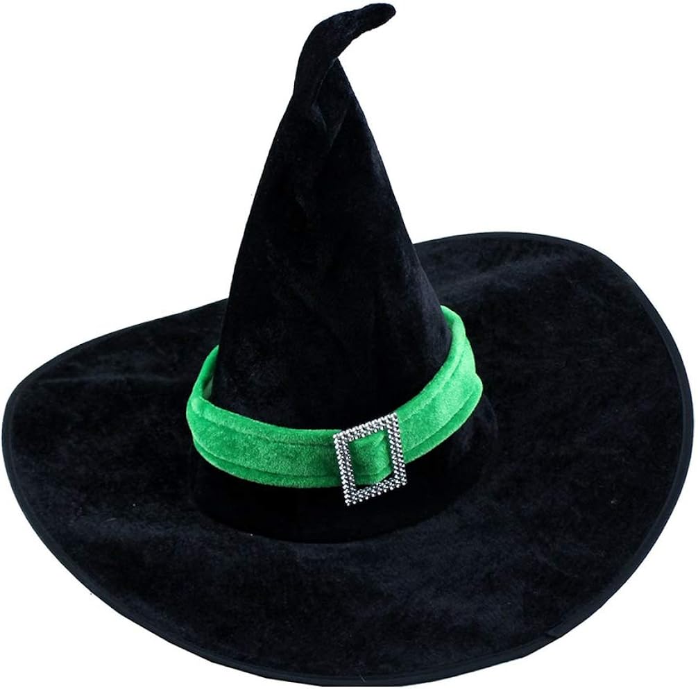 HEALIFTY Witch Hat Hallowen Green Velour Fancy Hat Party Costume