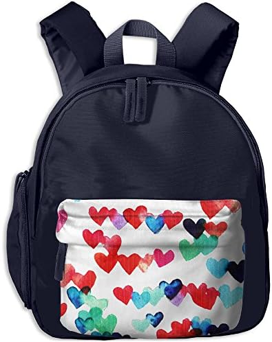 Peach Colorful Hearts Cute Kid's Shoulder Backpack School Backpack For Teens Boys Girls Students Navy