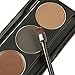 CCbeauty 3 Color Eyebrow Powder with Brush and Mirror Kit Eyebrow Concealer Cream Waterproof Brow Makeup Contour Palette,Dark Brown