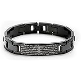 Engravable Lord's Prayer Bracelet for Him - Black Stainless Steel ID Bracelet - Men's Personalized Bracelets - Religious Gift for Him - Birthday Gift - Graduation Gift - Father's Day Gift - Gifts for