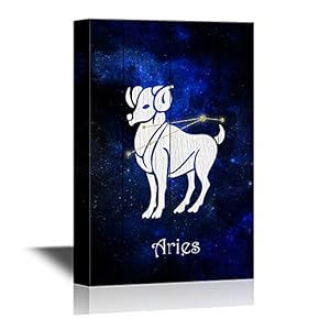 12 Zodiac Signs Constellation Canvas Wall Art - Aries - Gallery Wrap Modern Home Art | Ready to Hang - 12x18 inches