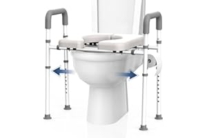 GAZOBA Raised Toilet Seat with Handles - 400 lbs Toilet Seat Riser for Seniors, Handicap and Disabled, Adjustable Elevated, Fit Any Toilets, NEW