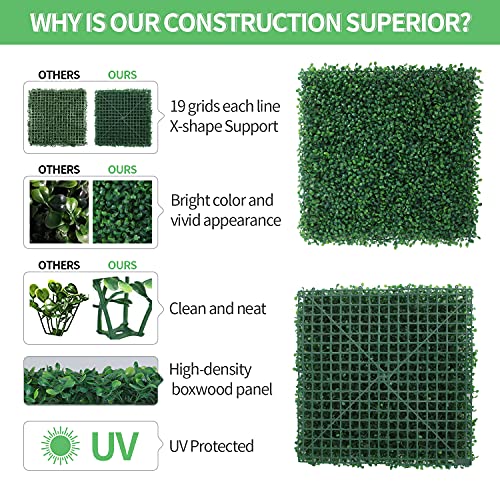 12 Pieces 20"x20" Artificial Hedge Boxwood Panels,Artificial Hedge Wall