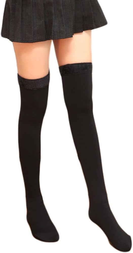 Womens Over Knee Leg Warmers Winter Thick Fleece Lined Elastic Socks Tights