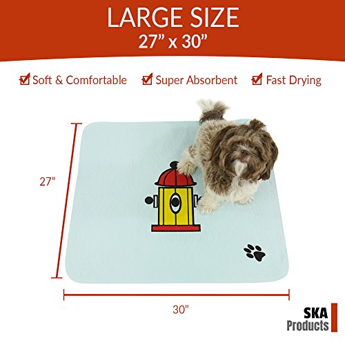 Cute Washable Puppy Pee Pads | 2 Pack Fire Hydrant, Tree Designs | Large Super Absorbent Wee Wee Potty Mats | Dog Housebreaking, Pet Crate Training | Multi-Purpose Reusable Eco-Friendly | Whelping - Thumbnail 5