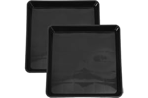 SEWACC 2pcs Square Plant Saucers Plastic Planter Drip Trays Flower Pot Drainage Tray for Indoor Outdoor 16 Inch Black