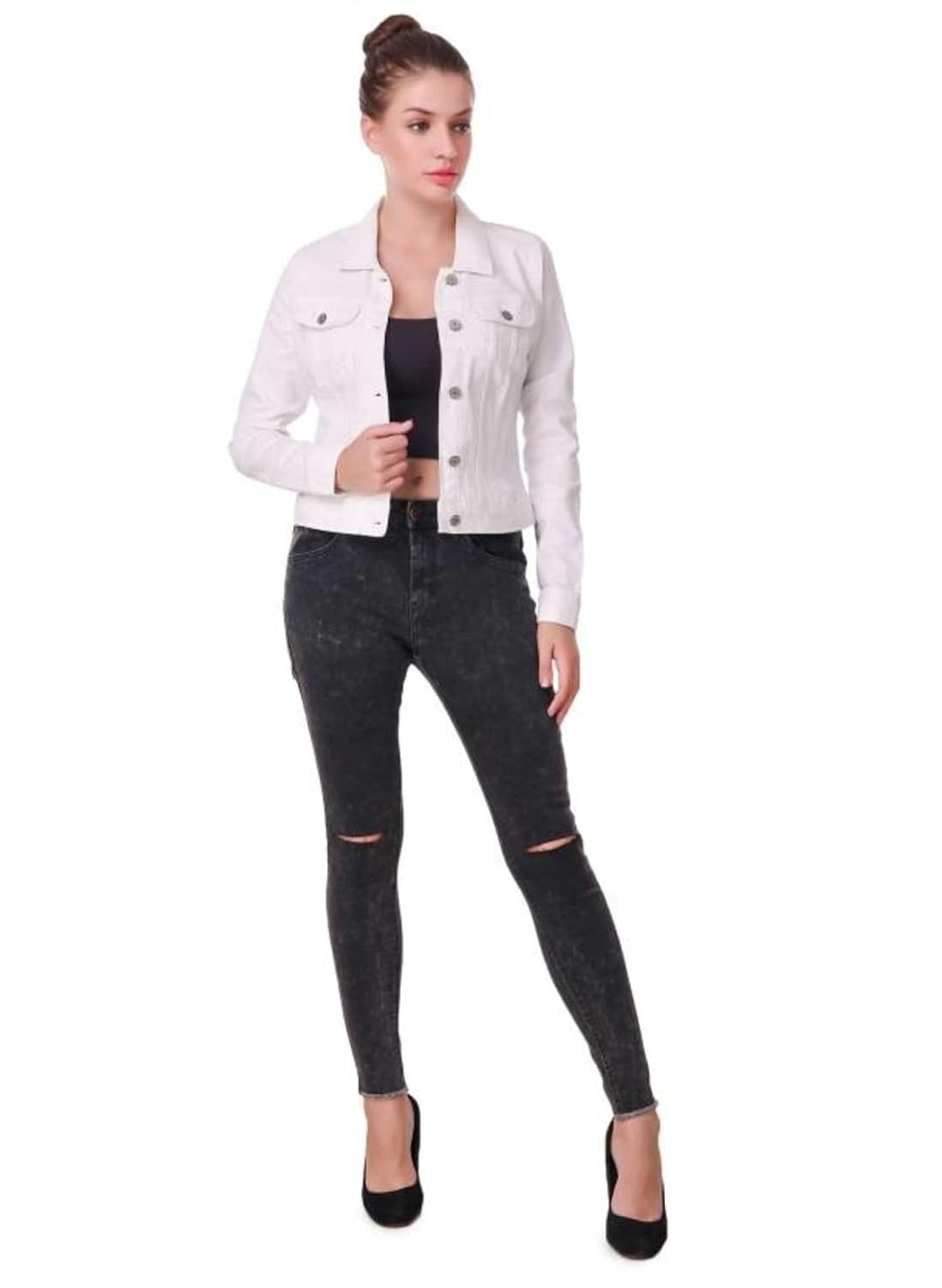c.cozami full sleeves solid women's denim jacket