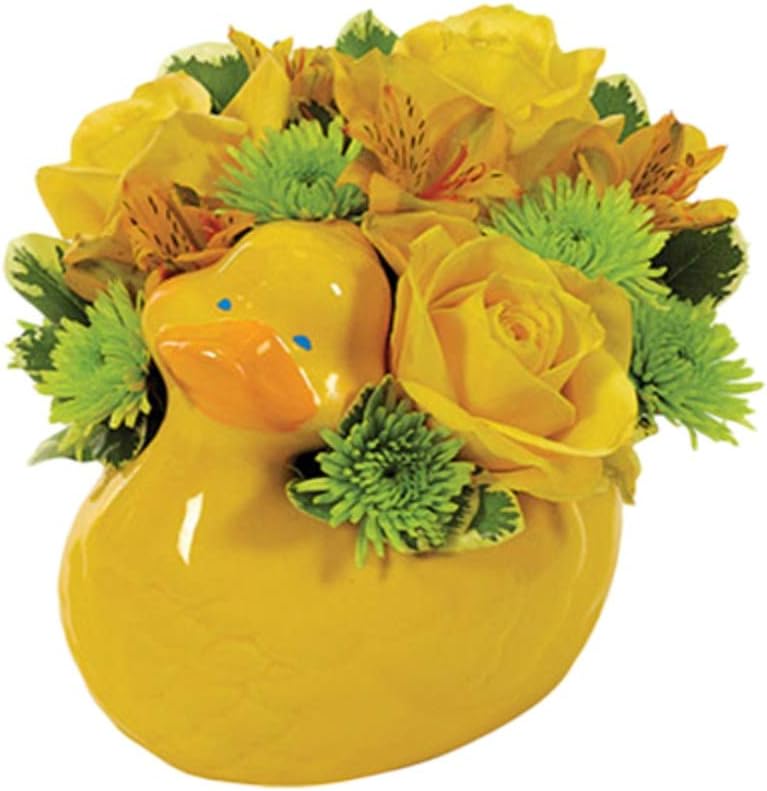 Pretty Little Duck Planter Yellow Duckling Figurine Flower Pot Home Office Tabletop Accent Garden Animal Statue Plant Holder Succulent Herb Cactus Cachepot Bonsai Storage Container