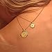 Coin Necklace 18K Gold Plated Vintage Coin Round High Polish Pendant Valentine's Day Mother's Day Special Gifts Gold Sweater Necklace for Women Girls Jewelry