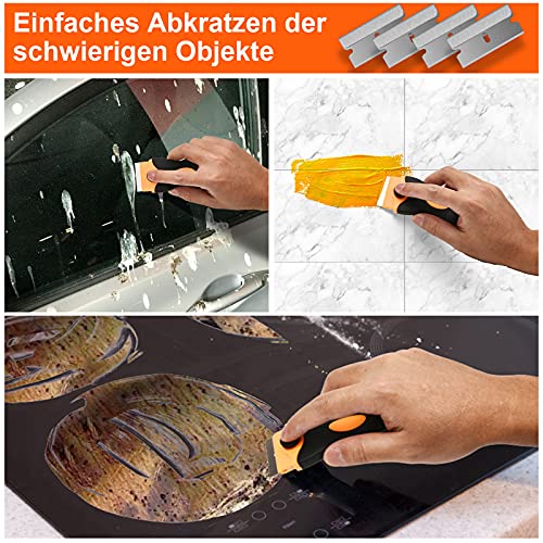 Schaber Ceranfeld, 2 Stücke orangefarben Ceranfeld Kratzer mit 32 Stücke Ersatzklingen für Küche und Glaskeramik