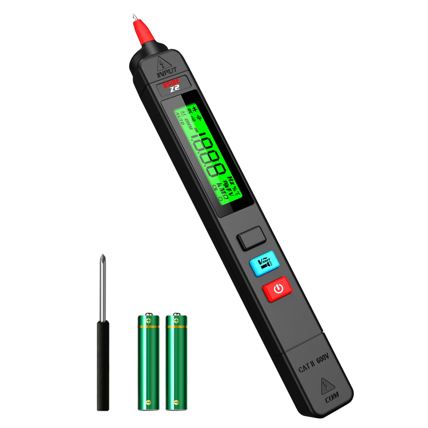 BSIDE Z2 AC Voltage Tester Non-Contact Voltage Detector Pen, Electricity Leak Tester without Test Leads, Single Pole Electrical Live Wire Tester with Buzzer Alarm Backlight LCD and Flashlight