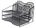EasyPAG Mesh Desk File Organizer Sorter with 3 Horizontal and 2 Upright Black