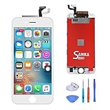SANKA iPhone 6S Plus LCD Screen Replacement White Digitizer Display,Retina 3D Touch Screen Glass Frame Assembly for iPhone 6S Plus 5.5 inch - White (Free Tools Included)