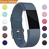 Hotodeal For Fitbit Charge 2 Bands, Replacement Wristbands Soft Silicone Accessory Strap for Fitbit Charge2 HR Tracker, Buckle, 12 Colors, Small Slate