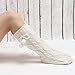 haoricu Leg Warmers, Women Knitted Long Boot Socks Over Knee Thigh High Stocking (White)