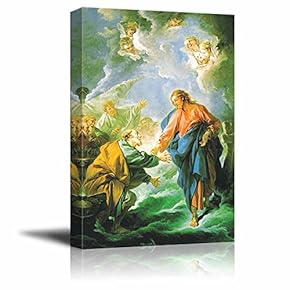 Saint Peter Attempting to Walk on Water by François Boucher - Canvas Print Wall Art Famous Oil Painting Reproduction - 12" x 18"