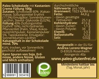 4x Paleo Schokolade - 4 verschiedene Sorten - 4 verschiedene Creme-Füllungen Laktosefrei Glutenfrei Milchfrei – Bild 4
