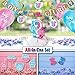 Gender Reveal Party Supplies Pack by ARTIT with 36' Big Black Balloon, Pink and Blue Confetti - Baby Shower Decorations Kit with Boy or Girl Favors - Banner Centerpiece Swirls Tablecloth Photo Props