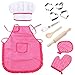 Mansalee Kids Cooking and Baking Set-11 Pcs Includes Apron for Little Girls, Chef Hat, Mitt & Utensil for Toddler Dress Up Chef Costume Career Role Play for Girls Ages 3+