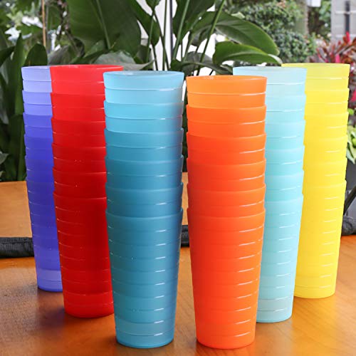 AOYITE Reusable Plastic Cups 22 oz - Unbreakable Hard Kids Cups - BPA Free Dishwasher Safe Drinking Cup set of 12 - Stackable Water Tumblers for Kitchen Camping Party Outdoor - Image 5