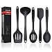 Silicone Utensils Set, 5 Pieces Heat Resistant Non Stick Cooking Tools - Flexible Silicon Spatula/Turner/Serving Spoon/Soup Ladle/Slotted Spoon, BPA Free & FDA