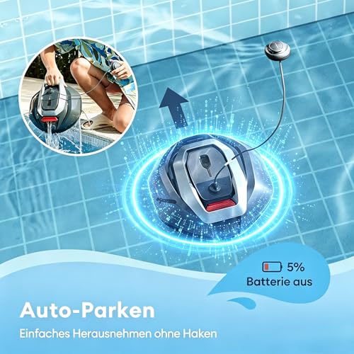 Pooleco 10 Pool Robots (2026 Upgrade), Pool Robot Battery with Dual Motor System, 90 Minutes Running Time for Pools up to 80 m², Automatic Parking, Suitable for Various Pool Types