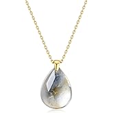 COAI Crystal Necklace for Women, 18K Gold Plated Stainless Steel Chain Teardrop Necklace for Women