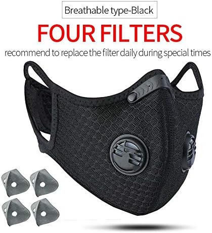 Goodsv Reusable Dust Mask Cycling Face Mask with Extra Filter KN95 for Protection Running Training Pollen Allergy Woodworking Mowing Outdoors Painting Construction Lab & Sports mask Black
