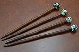4 Pcs Assort Mother of Pearl Shell Wood Hair Stick Pin