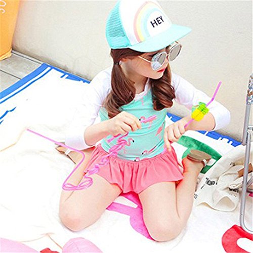 Collager Baby Girls Kids 2Pcs Long Sleeve Flamingo Swimsuit Rash Guard Bathing Suit UPF 50+ UV - Thumbnail 4