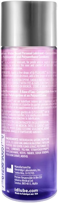 ID Pleasure Lube Water Based Unflavoured 65ml - ID Lubricants Premium Tingling Lubrication for Easy Sex and Lubes Private Sexual - Image 3