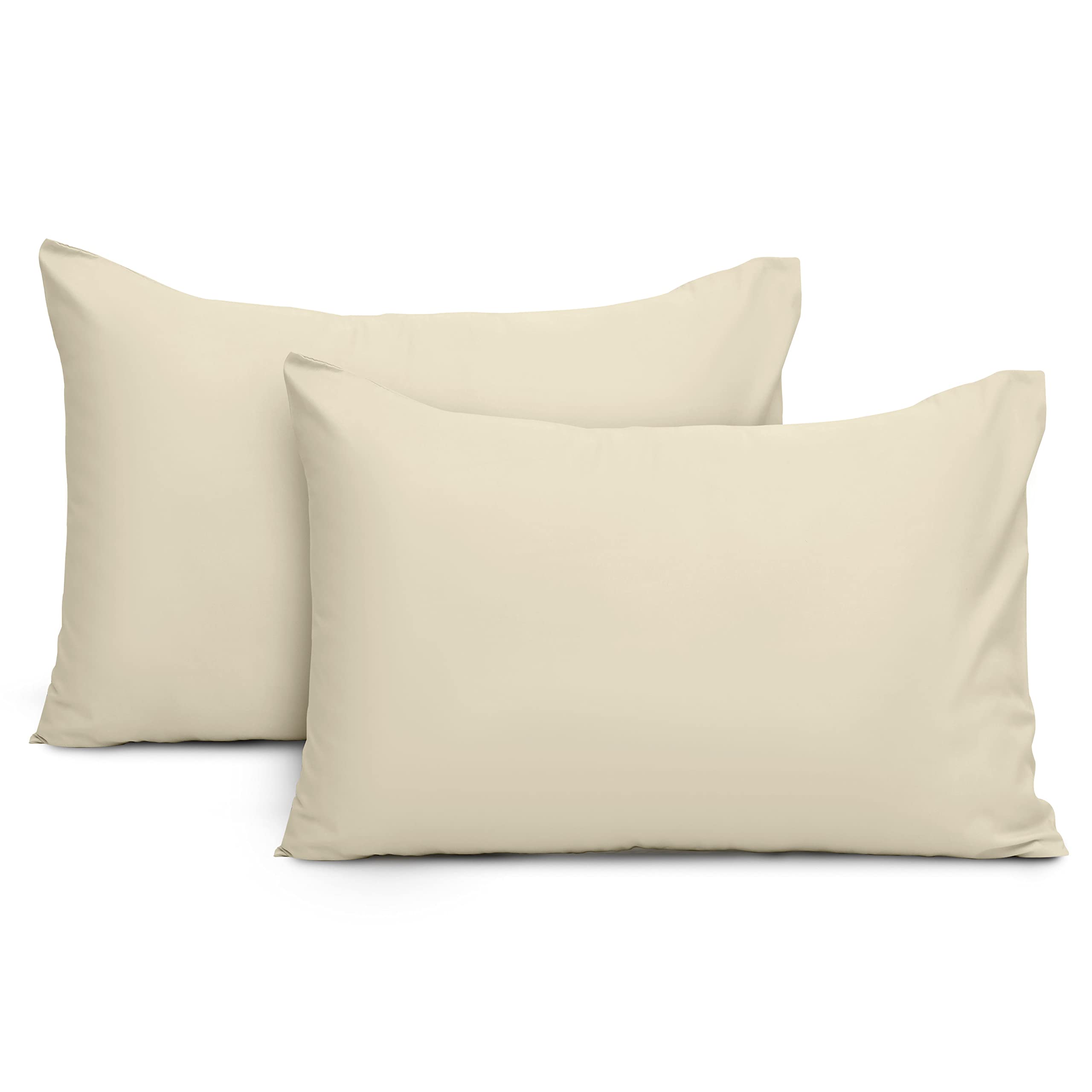 Imperial Rooms Pillow Cases 2 Pack Brushed Microfibre Pillow Covers (Cream, Pillow Cases 2 Pack)