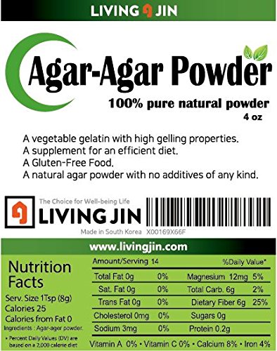 Agar Agar Powder, vegan gelatin with Dietary Fiber [100% Natural & Pure jello, 4oz] - Buy Online ...