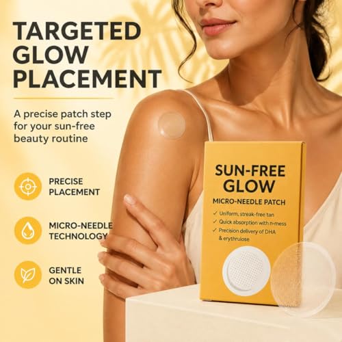 Sun-Free Glow Micro-Needle Tanning Patches, 2026 New Glow Tanning Patches, 4 Box Patches, Self Tan Patches for Natural-Looking Colour, Streak-Free Finish, Gentle Home Tanning Use