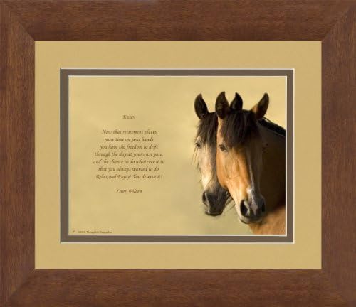 Framed Personalized Retirement Gift. Horses Photo with Retiree Best Wishes Poem, 8x10 Double Matted. Unique Retiring Gift for men, women, coworkers, friends or family retirees.