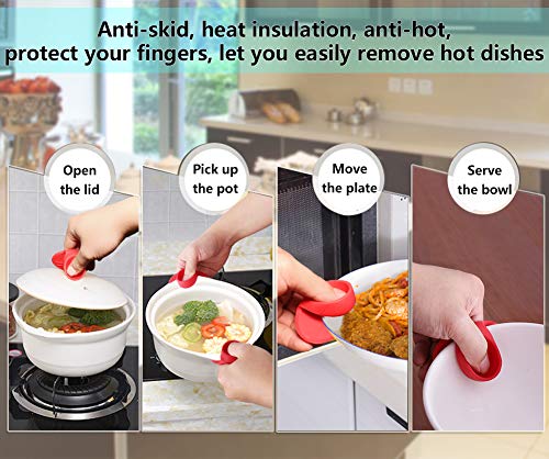Silicone Pot Holders, YYP Silicone Heat Resistant Pot Holders, Oven Mini Mitts, Cooking Pinch Grips for Kitchen(No More Burning Your Fingers!)- Set of 3, Red - Thumbnail 2