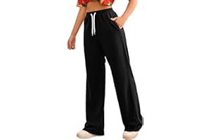 Sweatpants for Women Elastic Waist Drawstring Wide Leg Pants with Pockets Soft Stretchy Loose Casual Joggers Workout Trousers