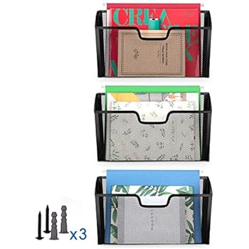 Simple Trending 3pk Wall Mount Single Pocket File Organizer Letter Holder Black