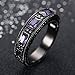 JunXin 6MM Unisex-adult European Wedding Band Ring Black Gold Plated Purple Stone Sz5-12