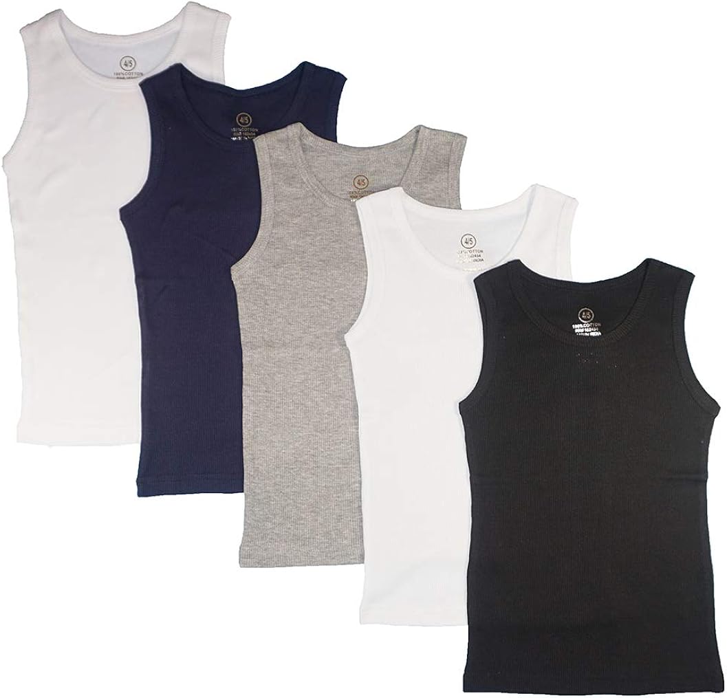 Studio 3 Little/Big Boys 5 Pack Rib Knit Tank Tops: Clothing