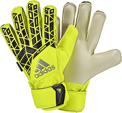 adidas Performance Ace Fingersave Junior Goalie Glove, Solar Yellow/Black/Onix Grey, Size 4