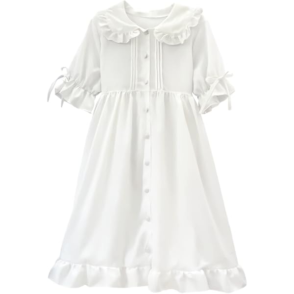chinese dress ladies Cuteighteen Teens Peter Pan Collar Floral Button Down Dress Japanese Lolita  Vintage Cute Summer Lace Baby Doll Dress (White) at Amazon Women's Clothing  store