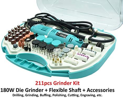 UniQual 211pcs Mini Grinder Rotary Tool Kit with Variable Speed for Drilling, Sanding, Buffing, Polishing, Engraving, etc