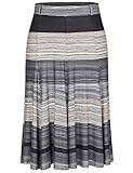 Chicwe Women's Stretchy Waistband A-Line Flared Plus Size Knee Long Skirt