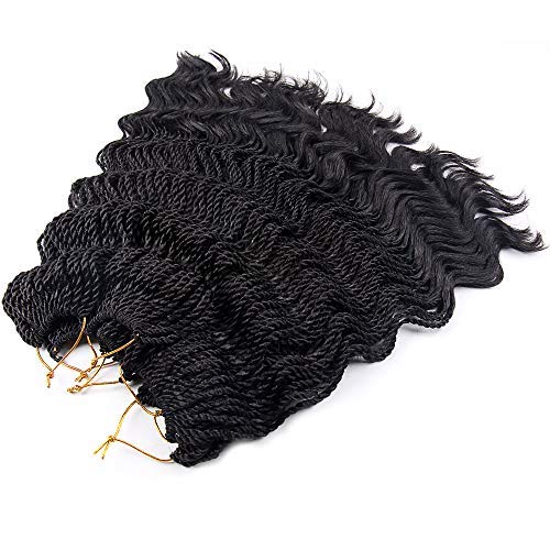 35Strands/Pack Wavy Senegalese Twist Crochet Braids 6packs 14Inch Synthetic Senegalese Crochet Hair Curly Twist Braiding Hair Short Kids Crochet Braids (14 Inch, 1B#) — image 1