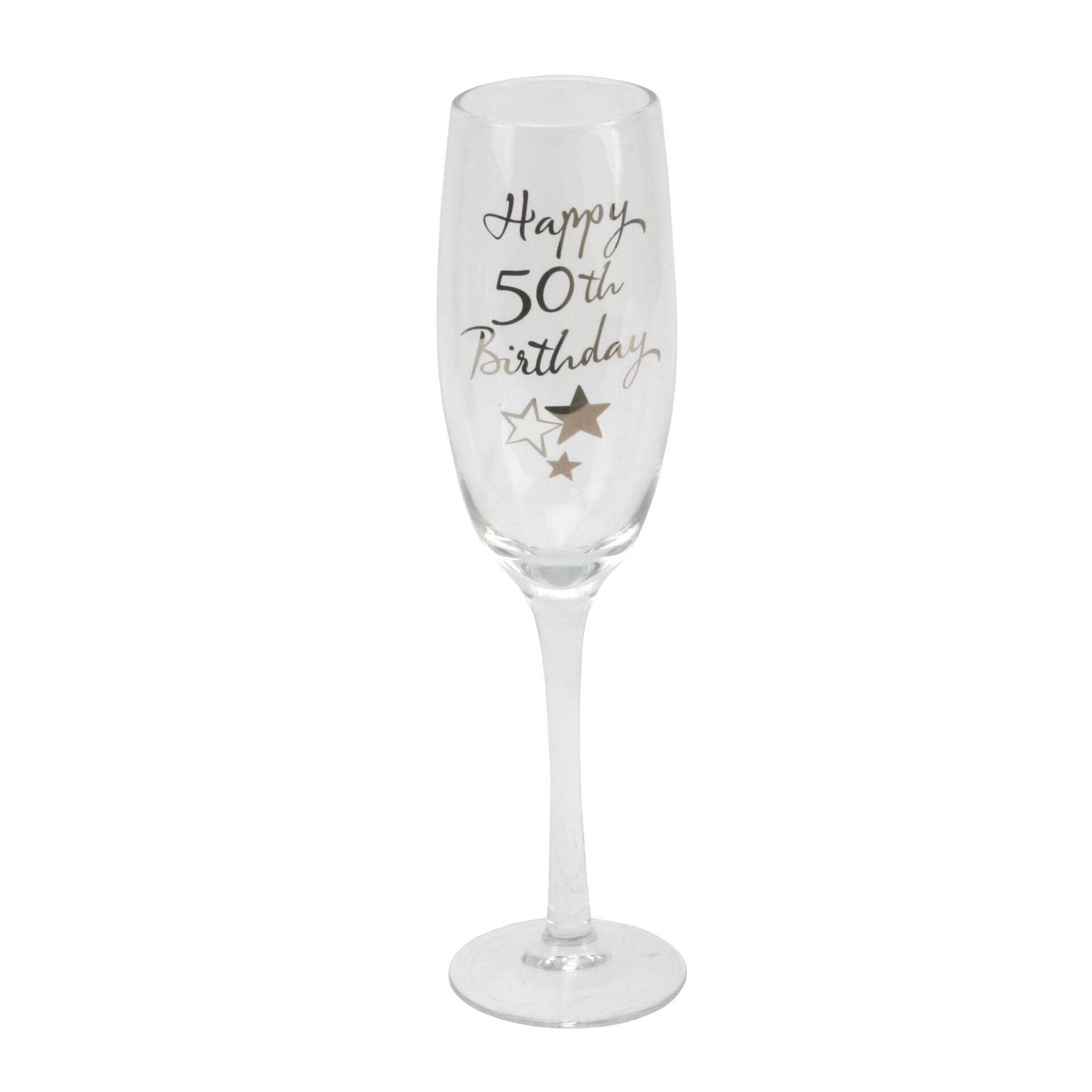 50th Birthday Stars Champagne Flute Glass Gift