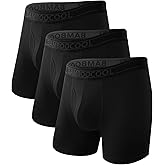 BAMBOO COOL Men's Underwear Breathable Boxer Briefs with Fly Moisture-Wicking Lightweight Underwear 7-Pack